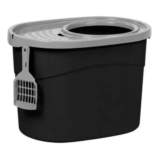 IRIS USA Top Entry Cat Litter Box with Litter Catching Lid, Privacy Walls and Scoop, Cat Pan image {7}