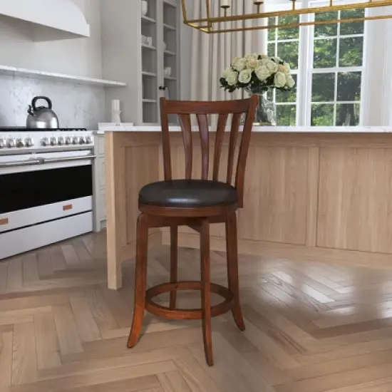 25.5" Savana Swivel Counter Height Barstool Cherry/Black - Hillsdale Furniture image {10}