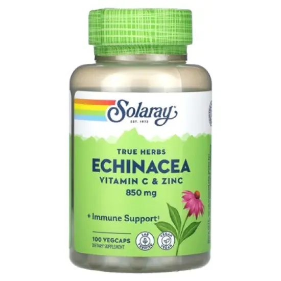 Solaray True Herbs, Echinacea, Vitamin C & Zinc, 100 VegCaps image {4}