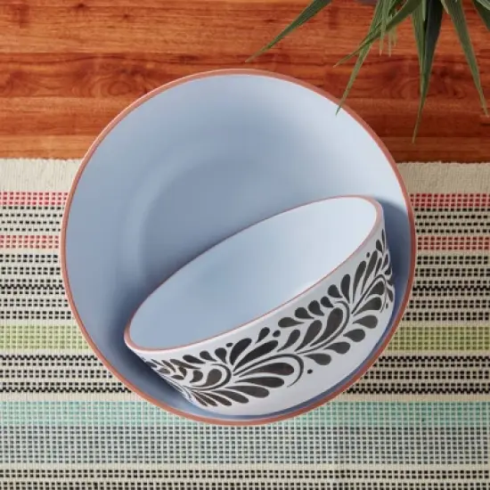 Infuse 2pc Melamine Oval Serving Bowl Set Black image {3}