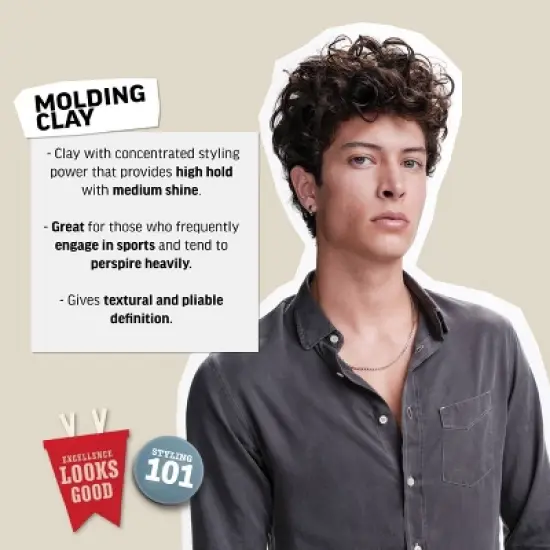 American Crew Men's Strong Hold and Medium Shine Hair Styling Molding Clay - 3oz image {3}