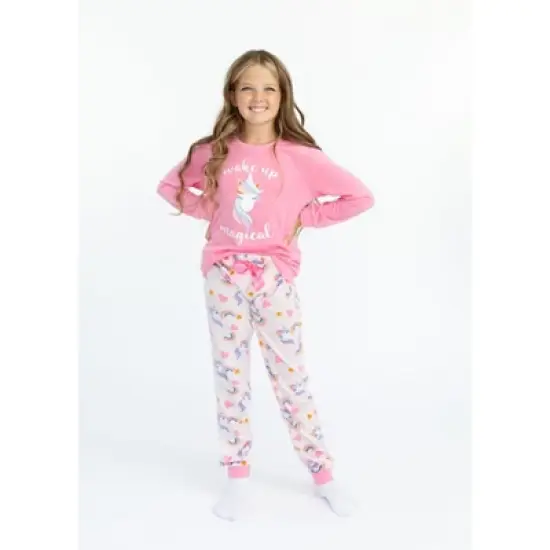 Sleep On It Girls Wake Up Magical Soft Fleece 2-Piece Pajama Sleep Set image {3}
