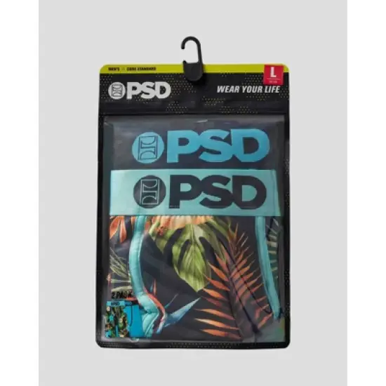 PSD Men's Floral Print Boxer Briefs 2pk - Green/Light Aqua Blue/Black image {3}