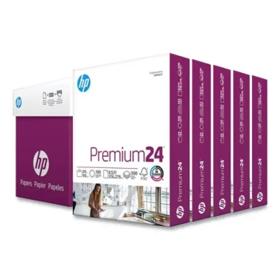 HP Papers Premium24 Paper, 98 Bright, 24 lb Bond Weight, 8.5 x 11, Ultra White, 500 Sheets/Ream, 5 Reams/Carton image {6}
