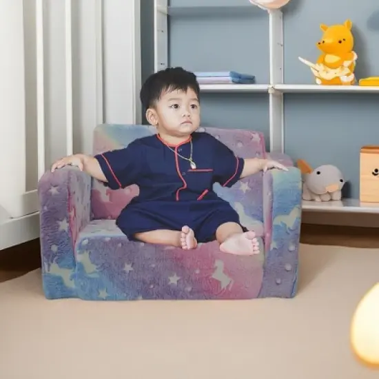 Compression Modular Kids Sofa, Perfect Sleeper Extra Convertible Sofa to Lounger, Comfy 2-in-1 Flip Open Couch Sleeper for Kids Pink Small Sofa image {7}