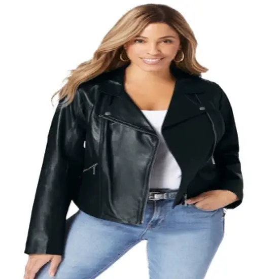 Jessica London Women&rsquo;s Plus Size Leather Moto Jacket image {1}