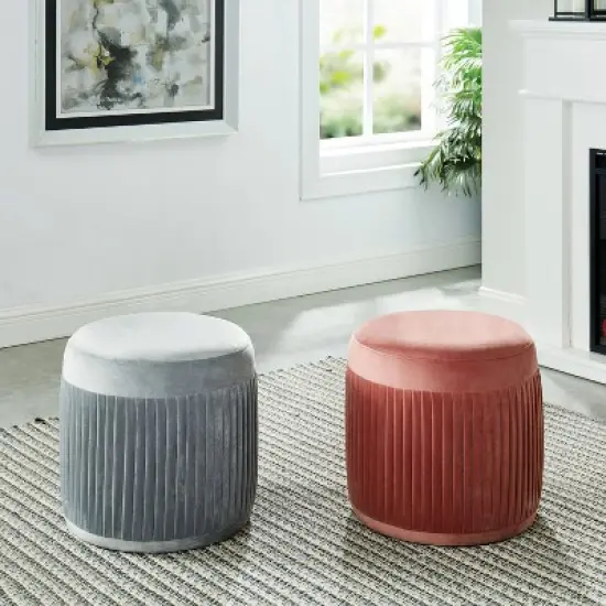 Darby Welt Trim Ottoman Pink - HOMES: Inside + Out image {2}