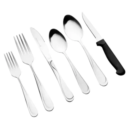 Gibson Home 24pc Stainless Steel Trillium Plus Silverware Set: Flatware Set for 4, Dishwasher-Safe, Includes Steak Knives image {1}