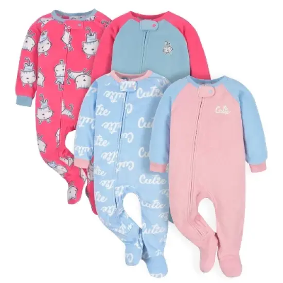 Gerber Infant and Toddler Girls' Fleece Footed Pajamas, 2-Pack image {15}