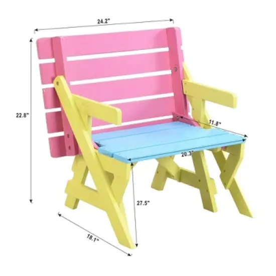TopComfy Seating Sets Kids Armchair Table with Two Benches Multi Functional Design for Playroom, Blue and Pink, 40.6"*20.1"*18.7" image {3}
