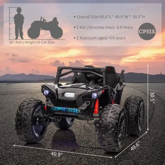 2 Seaters 24V Ride on UTV with Remote Control,10AH Battery, 400W Powerful Motors with 17" EVA Wheels image {5}
