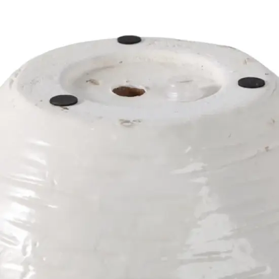 Modern Ceramic Flower Pot and Planter - Indoor and Outdoor Use - Earthy Decorative Accent for Room, Garden, Patio, or Entryway Decor - 7" White & Tan image {7}