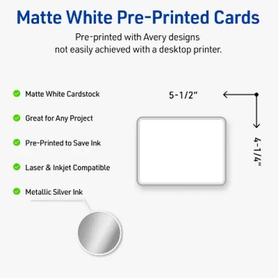 Avery Rounded Corner Postcards, Silver Border, 4.25" x 5.5", 20ct image {1}