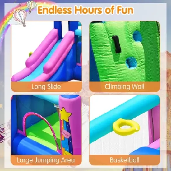 Bountech Inflatable Bounce Castle Dual Slides Jumping Bouncer w/ Climbing Wall image {7}