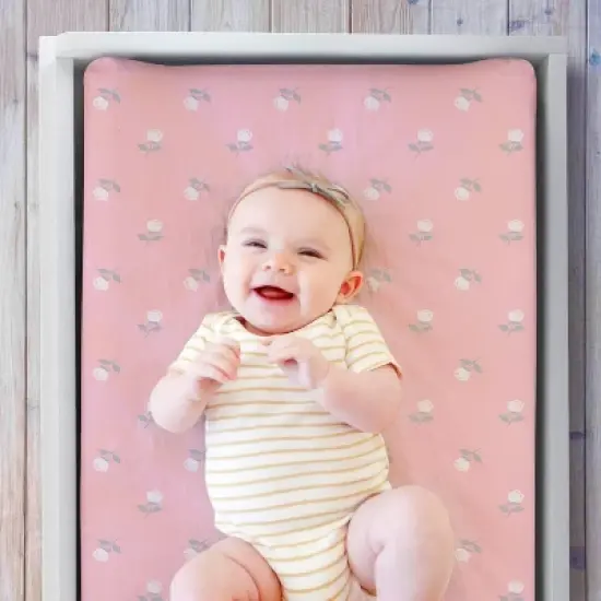 The Peanutshell Changing Pad Covers - Pink Roses/Floral 2pk image {4}