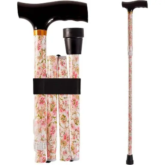 DMI Sports Walking Cane or Stick, Foldable Cane for Men, Women, Seniors and Handicapped Adjusts from 33-37" in 1 inch increments with Ergonomic Wood image {4}