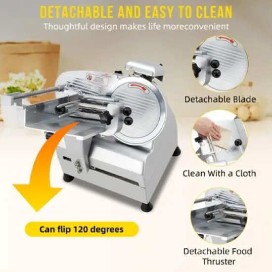 Meat Slicer, Electric Slicer - Professional Dual Motor,Removable Stainless Steel Blade, 0-16mm Thickness for Home/Commercial Kitchens image {1}