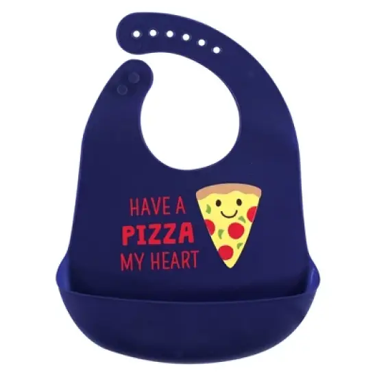 Hudson Baby Infant Silicone Bibs 3pk, Pizza, One Size image {1}