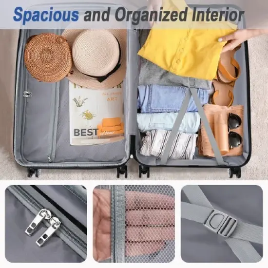 3 Piece Luggage Set with TSA Lock,Spinner Wheels, ABS Hard Shell Lightweight Expandable Travel Luggage for Men Women image {6}