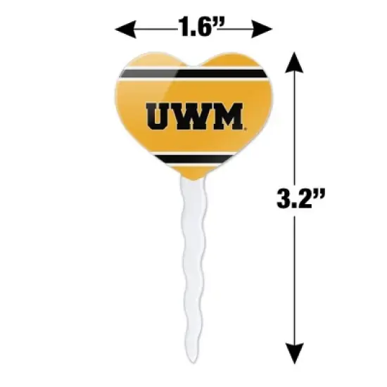 University of Wisconsin Milwaukee Official Stripes Heart Love Cupcake Picks Toppers Decoration Set of 6 image {5}