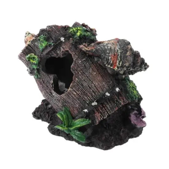 Unique Bargains Aquarium Decorations Hollow Tree Trunk Ornament Resin Fish Accessories Multicolor 4.72" Length 1 Pcs image {6}