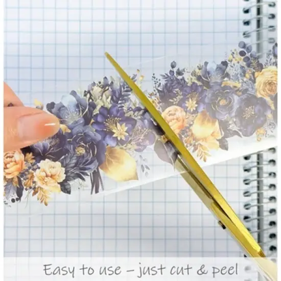 Wrapables Classic Floral PET Washi Tape for Scrapbooking, Stationery, Journaling, Diary, Card Making (Set of 2) image {6}