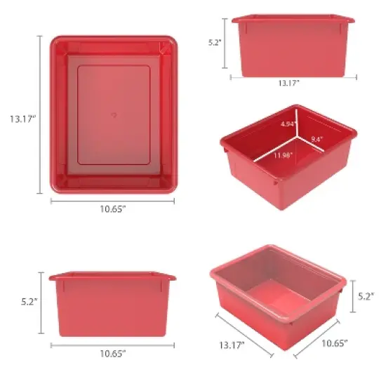 Storex Deep Storage Tray with Lid, Red image {3}