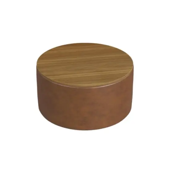 Wood Top Storage Ottoman - HomePop image {1}