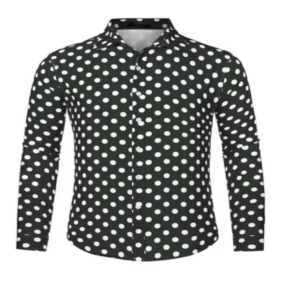 Lars Amadeus Men's Button Down Long Sleeves Casual Polka Dots Print Shirts image {7}