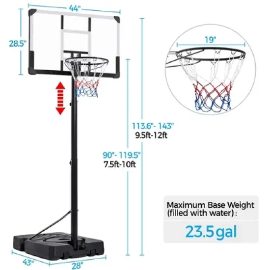 Yaheetech Portable Basketball Hoop System for Teens/Adults Black image {1}
