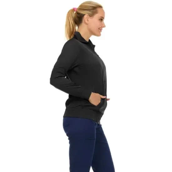 Medichic Scrub Jackets for Woman, Zip Front Nurse Jacket, 4-Way Stretch Fabric Warm Up Coat image {2}