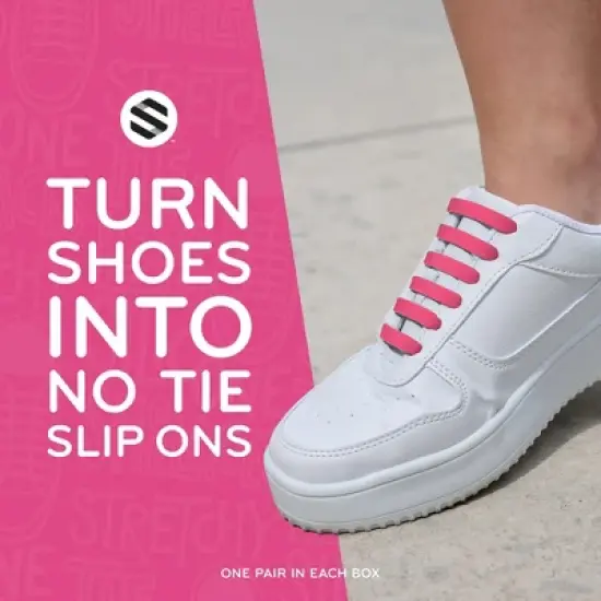The Original Stretchlace No-Tie Silicone Elastic Shoelaces &ndash; Pink Tieless Shoe Laces (1 Set) image {3}
