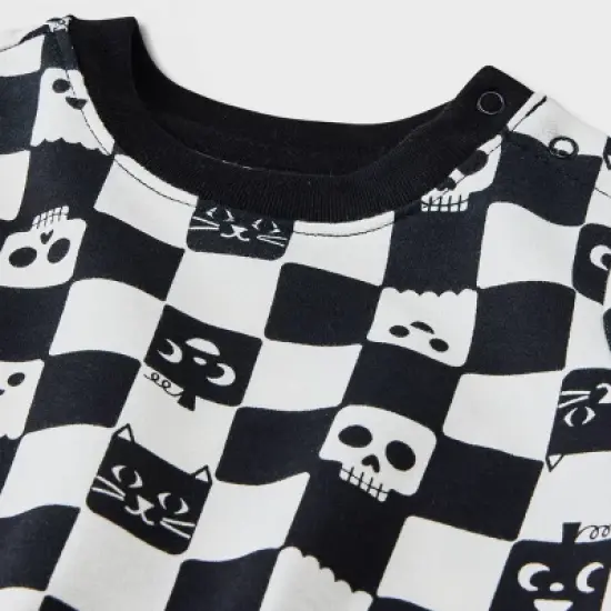 Baby 2pc Checkered Sweatshirt & Bottom Set - Cat & Jack&trade; Black image {2}