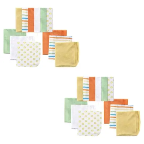 Luvable Friends Unisex Baby Cotton Rich Washcloths, Yellow Stripe 24-Piece, One Size image {1}