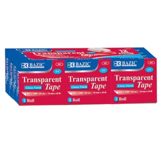 BAZIC Products Tape Refill, Transparent Tape, 3/4" x 1296", 12 Per Pack, 2 Packs image {1}