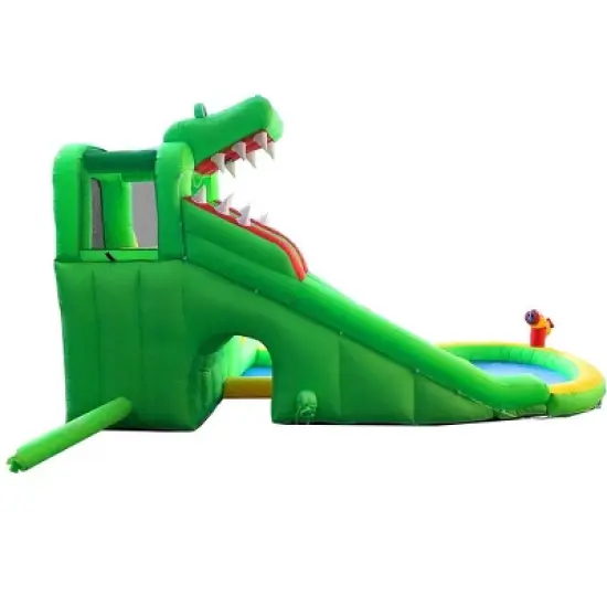 Pogo Bounce House Backyard Kids Home Water Park Inflatable Water Slide Gator with Splash Pool image {6}
