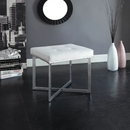 Julia Vanity Bench White/Chrome - Carolina Chair & Table image {3}