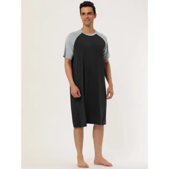 Lars Amadeus Men's  Comfy Lounge Soft Pajamas Loose Short Sleeves Sleep Nightgown Nightwear image {2}
