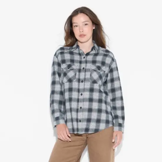 Women's Oversized Long Sleeve Collared Flannel Shirt - Wild Fable&trade; image {1}