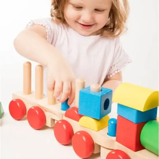 Melissa & Doug Stacking Train - Classic Wooden Toddler Toy (18pc) image {5}
