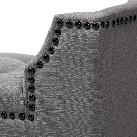 Perret Oak Finished Wood Bench Gray - Baxton Studio image {3}