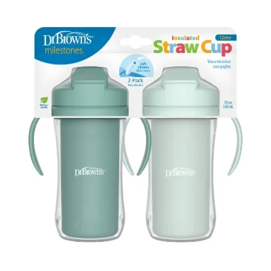 Dr. Brown's 10oz Insulated Straw Cups - Sage - 2pk image {1}
