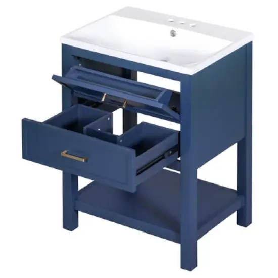 24" Bathroom Vanity with Top Sink and 2 Drawers, Blue - ModernLuxe image {5}