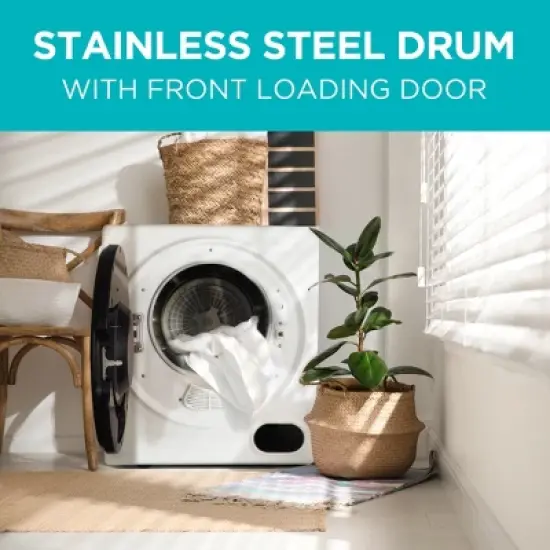BLACK+DECKER Compact Electric Dryer, 120V Vented Portable Dryer with Stainless Steel Drum image {4}
