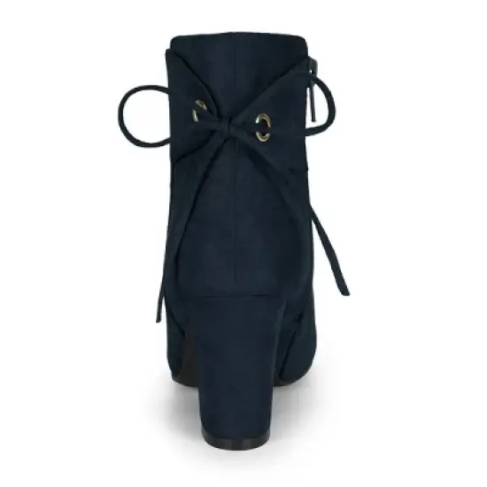 Allegra K Women's Round Toe Block Heel Back Zipper Ankle Boots image {3}