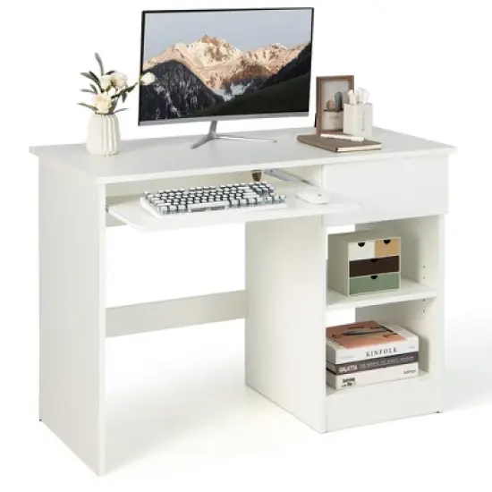 Costway Computer Desk Home Office Workstation Study Laptop Table w/Keyboard Tray Drawer image {9}