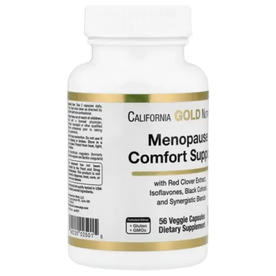 California Gold Nutrition Menopause Comfort Support with Folate, Red Clover Extract, Vitamin B12, and Soy Germ Extract, 56 Veggie Capsules image {4}