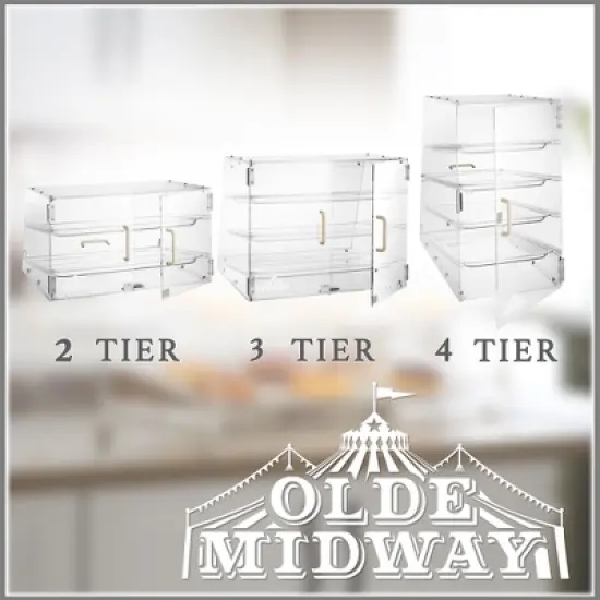 Olde Midway 3-Tier Acrylic Bakery Display Case with Trays image {6}