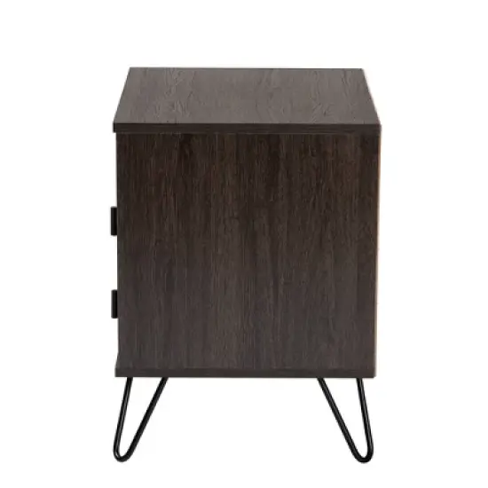 Glover Wood and Metal 2 Drawer Nightstand Brown/Gold - Baxton Studio image {4}