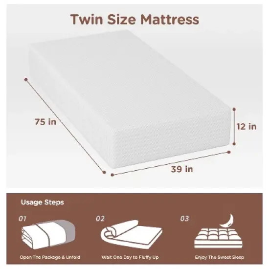 BestMassage 12 Inch Mattress Gel Memory Foam Mattress Medium Firmness Mattresses for Cool Sleep & Pressure Relief CertiPUR-US Certified image {6}